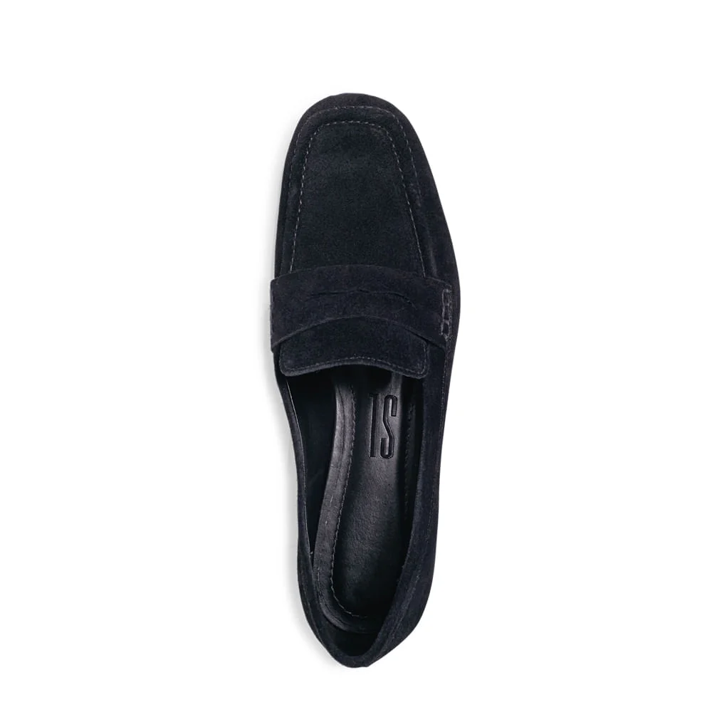 Sapato Mocassim Preto Camurça Bico Quadrado - vista 3 de 4