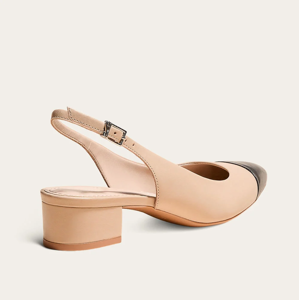 Scarpin Boneca Slingback Couro Pelica Soft Bege - vista 3 de 3