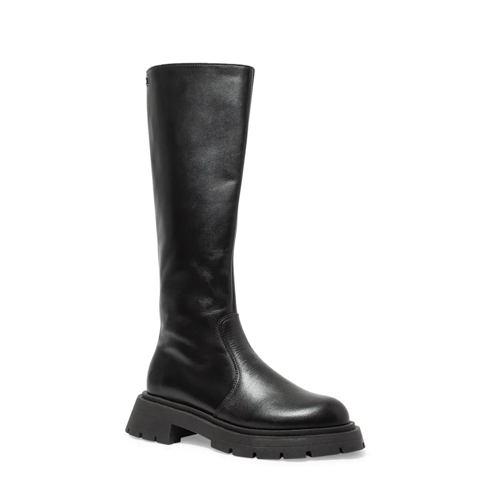Bota Tratorada Preta Couro Cano Longo - vista 3 de 4