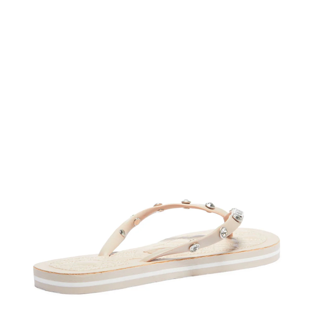 Flip Flop Matelassê Bege Borracha Rebite - vista 3 de 4