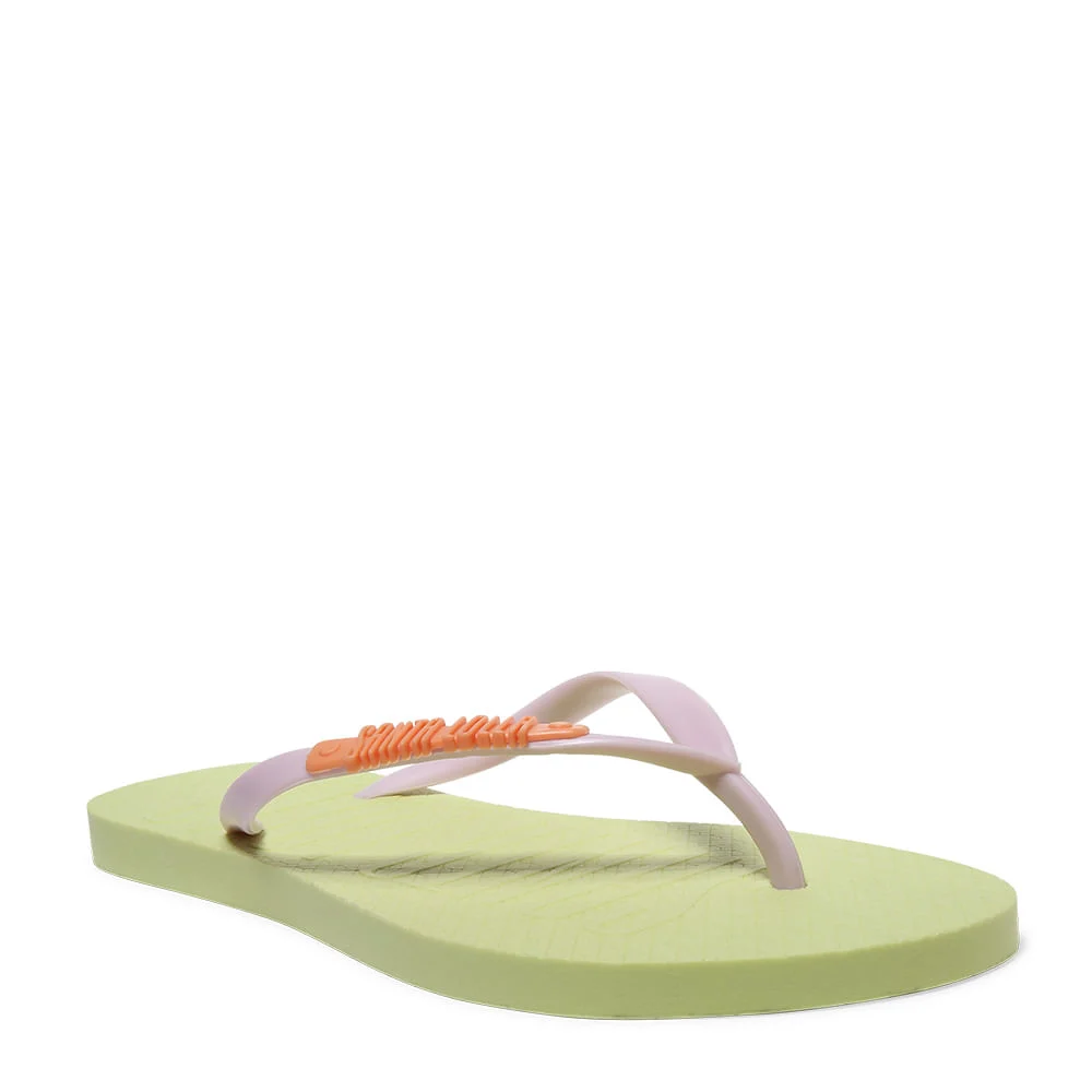 Flip Flop Verde Borracha Tiras Lilás - vista 3 de 4
