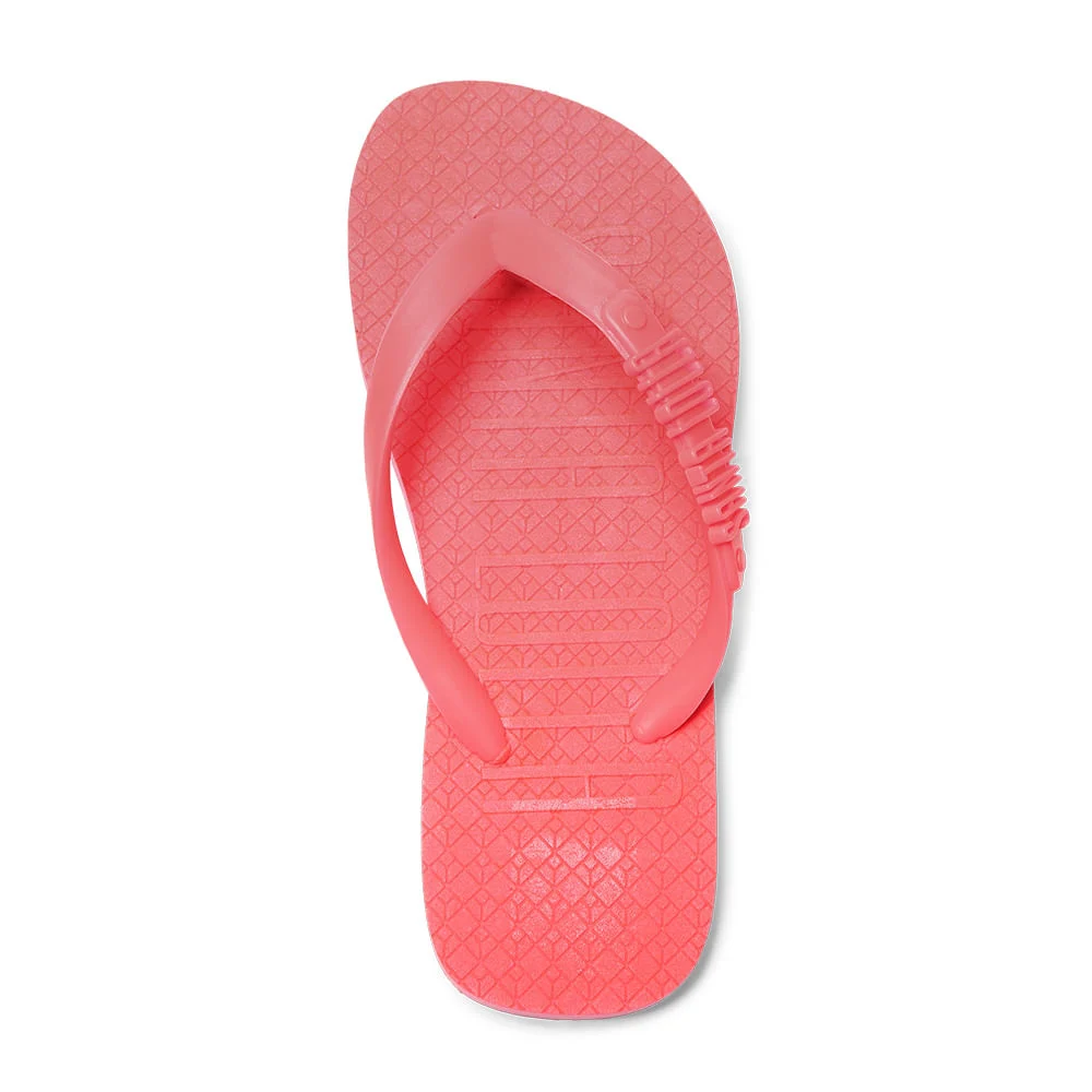 Flip Flop Infantil Rosa Neon Borracha Salto Flat - vista 2 de 4