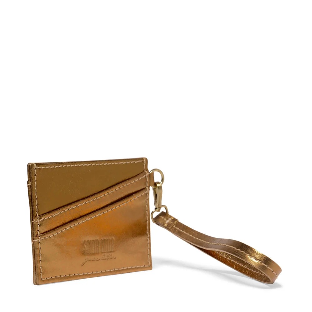Porta Cartão Bronze Metalizado Alça de Mão - vista 3 de 4
