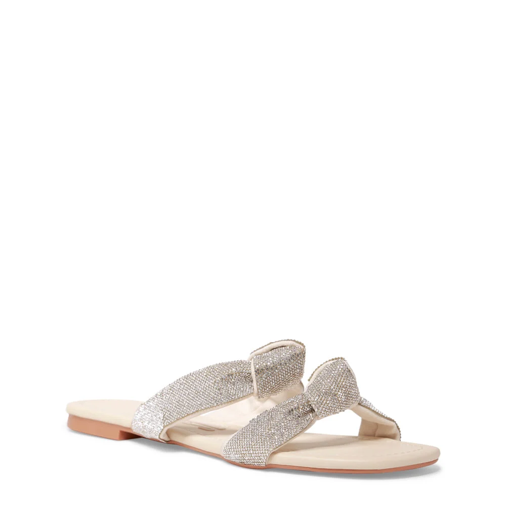 Rasteira Off White Tiras Nó Strass - vista 2 de 4