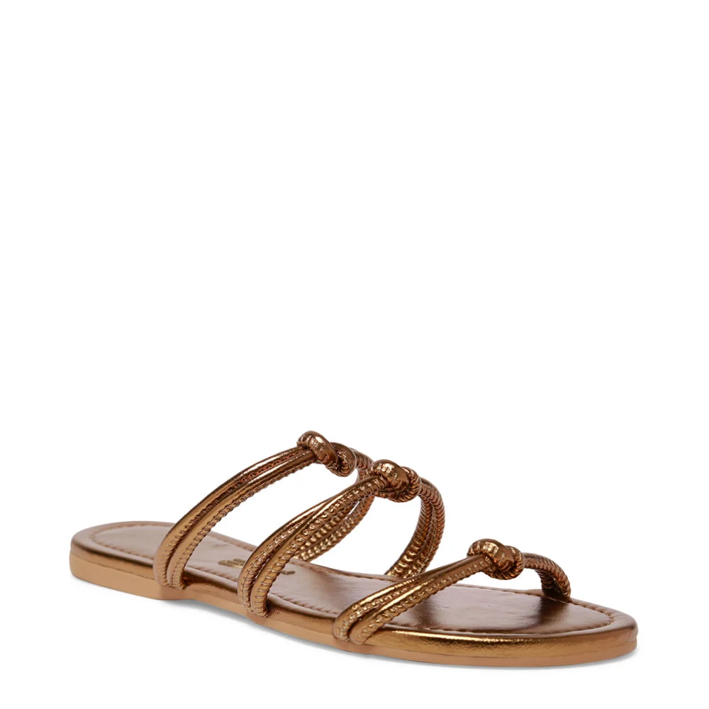 Rasteira Bronze Metálica Tiras Nós - vista 2 de 4