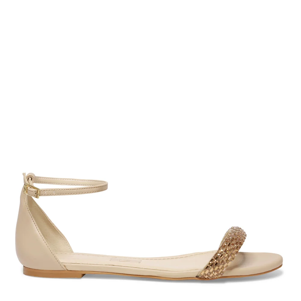 Rasteira Floater Tira Strass Bege - vista 1 de 4