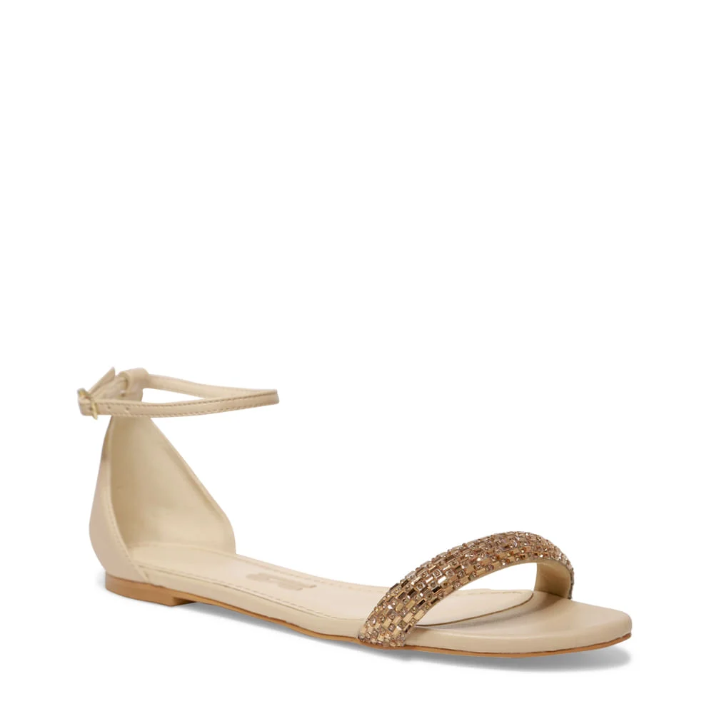 Rasteira Floater Tira Strass Bege - vista 2 de 4