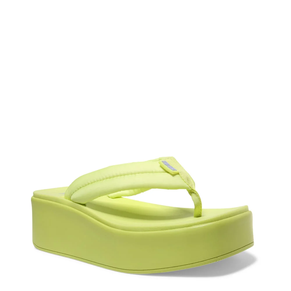 Sandália Papete Thong Plataforma Flatform de Borracha Verde - vista 2 de 4