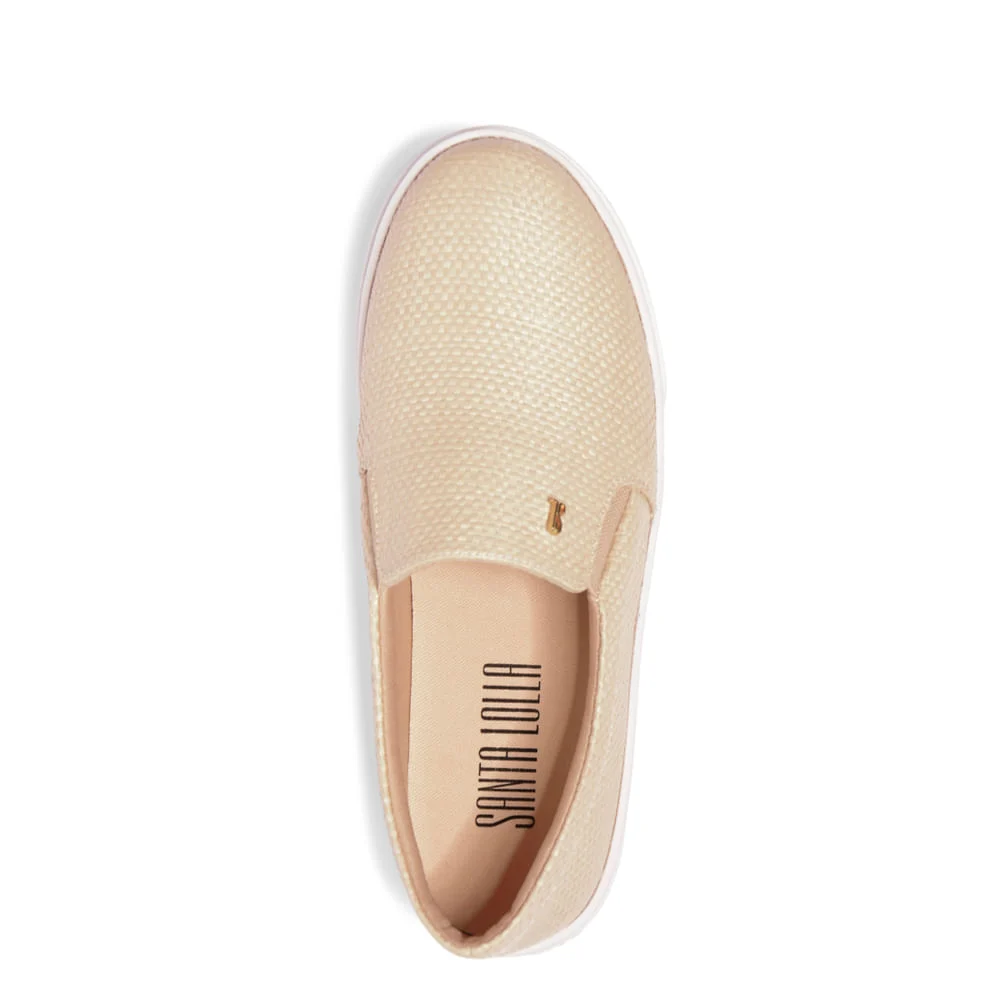 Tênis Slip On Palha Bege Natural - vista 3 de 4