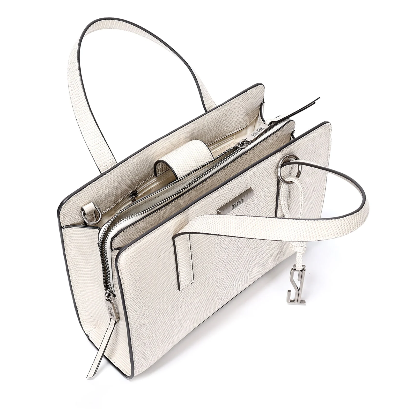 Bolsa Tote Lizard Off White Quadrada Transversal - vista 3 de 3
