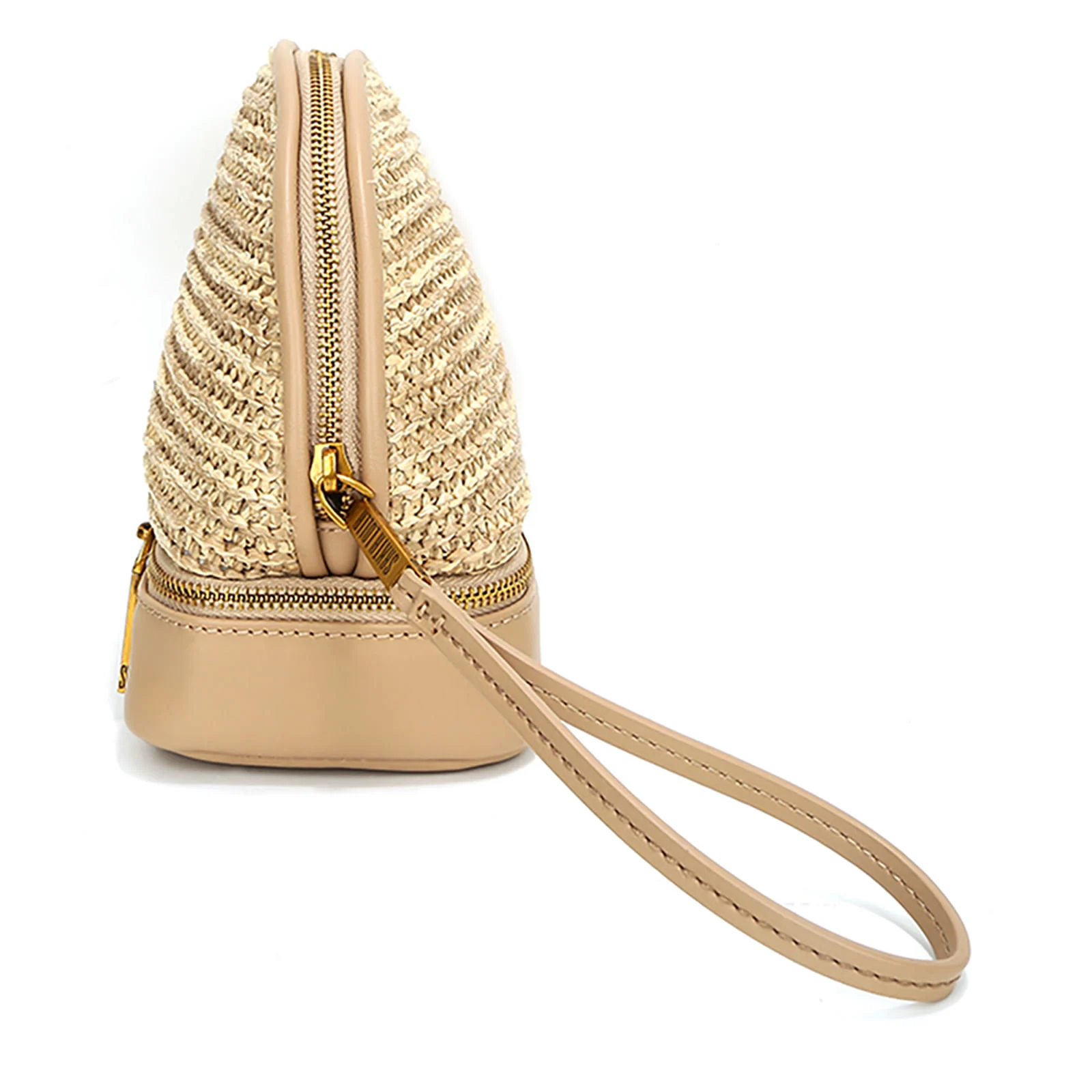 Necessaire Bege Palha Alça de Mão - vista 2 de 5