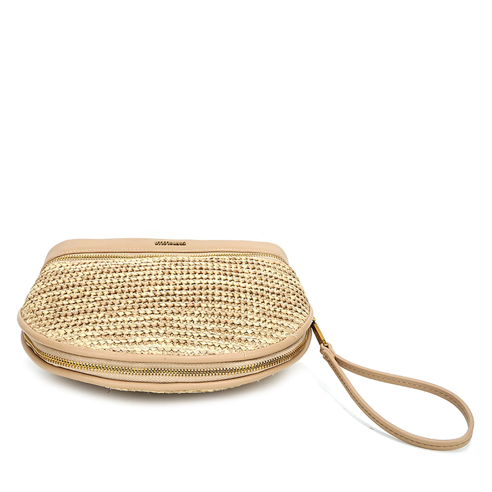 Necessaire Bege Palha Alça de Mão - vista 4 de 5