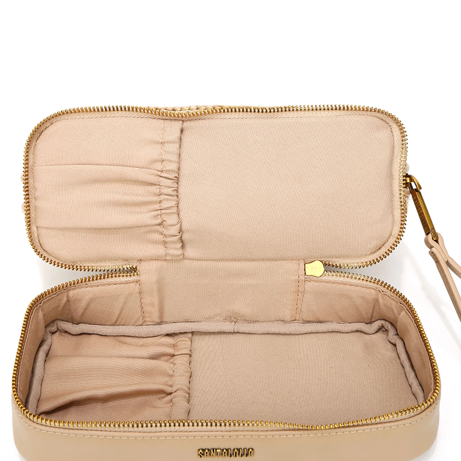 Necessaire Bege Palha Alça de Mão - vista 5 de 5