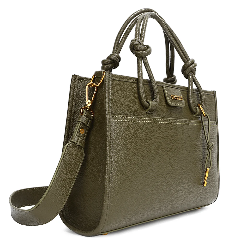 Bolsa Tote Verde Militar Quadrada Alça Nó - vista 2 de 3