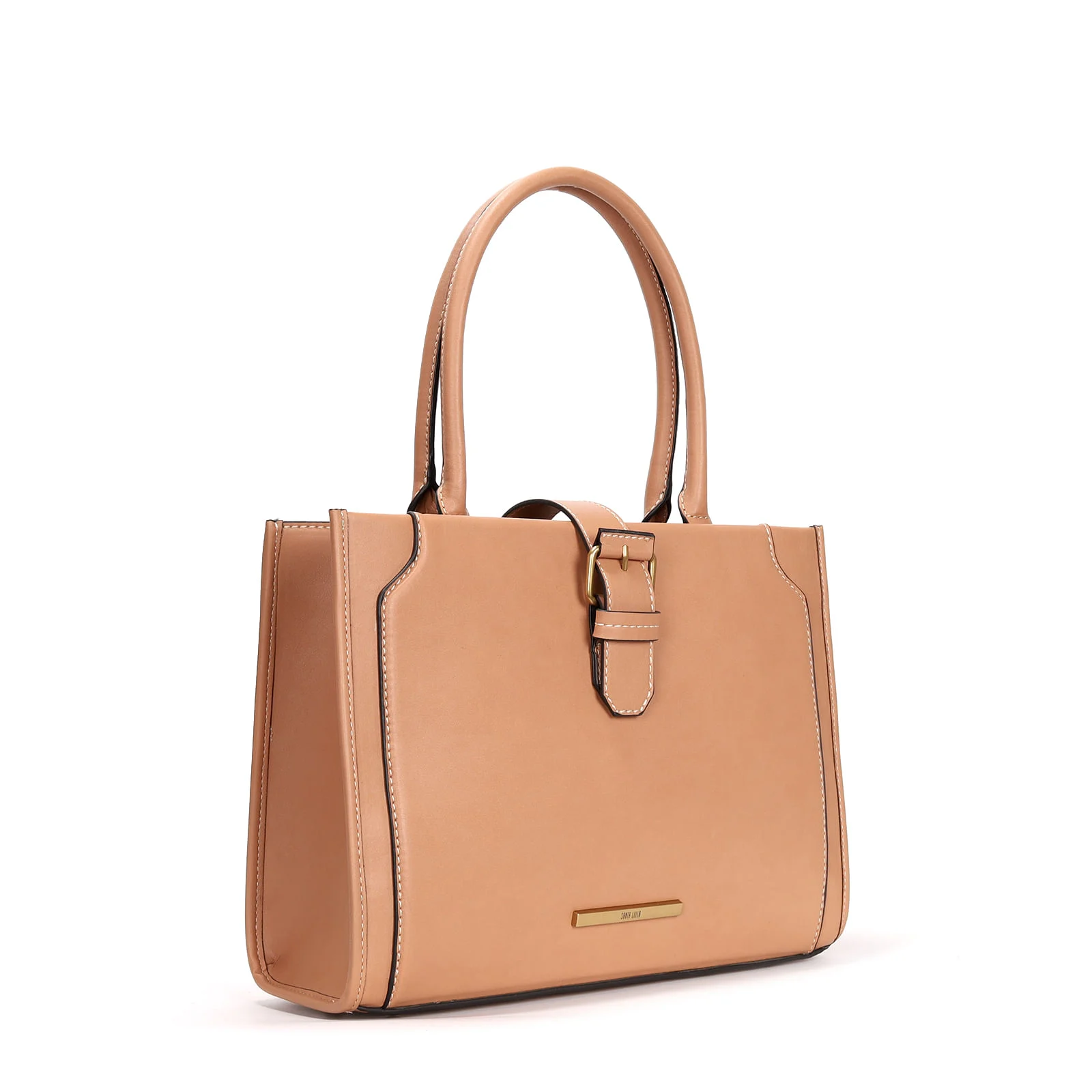Bolsa Tote Marrom Claro Grande Fivela - vista 2 de 3