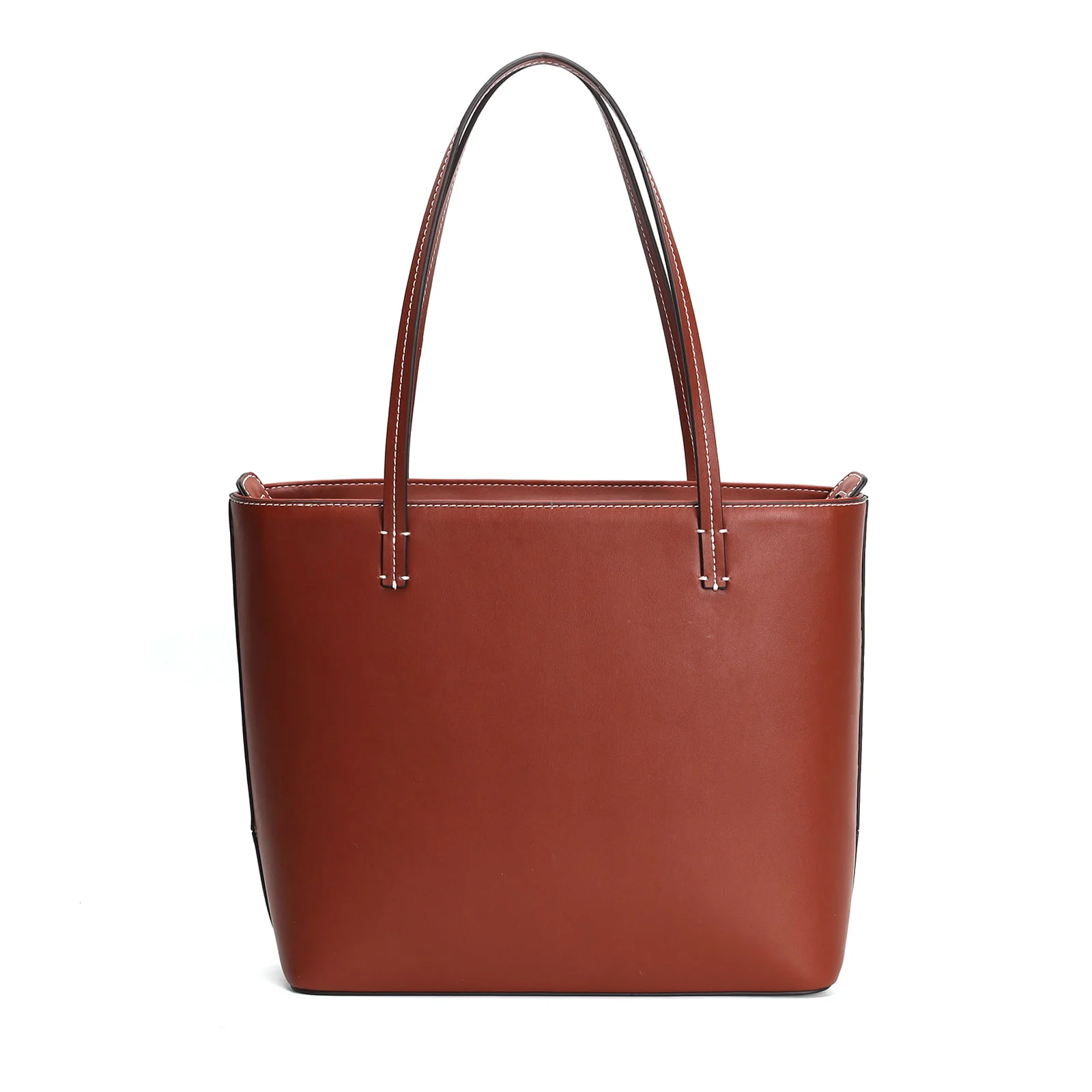 Bolsa Shopper Marrom Grande Pesponto - vista 4 de 5