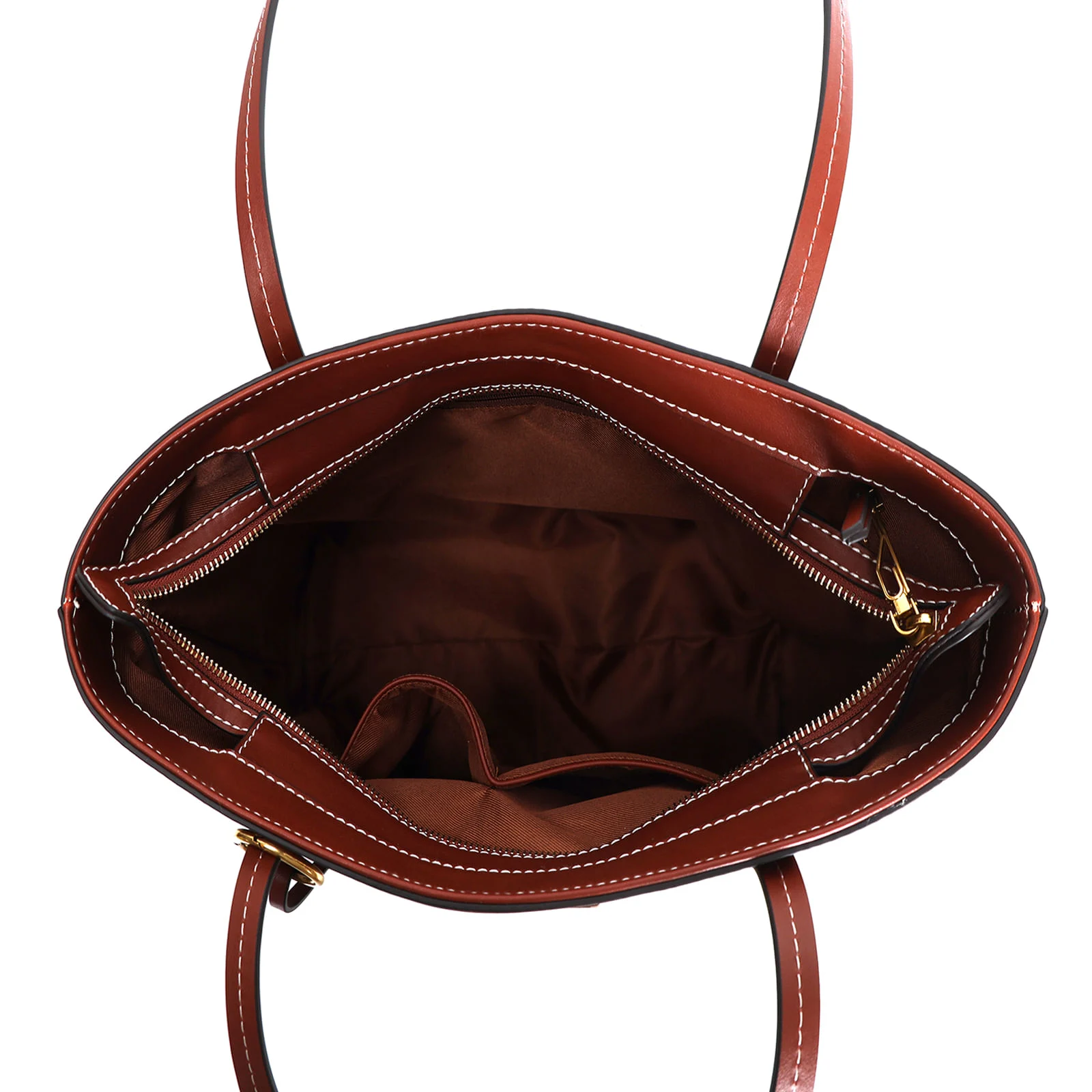 Bolsa Shopper Marrom Grande Pesponto - vista 5 de 5