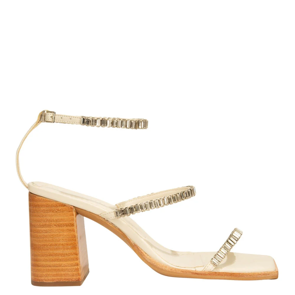 Sandália Couro Off White Salto Grosso - vista 1 de 3