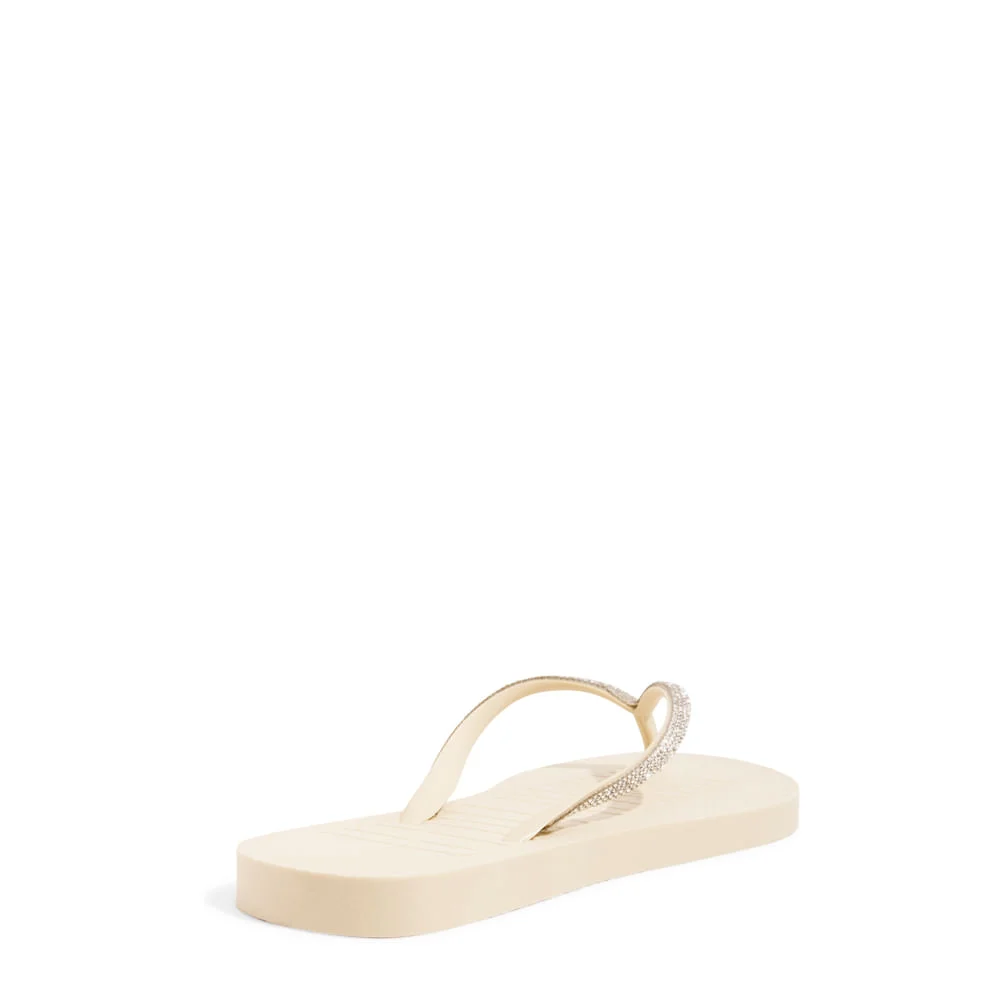 Chinelo Flip Flop Borracha Bege Brilho - vista 4 de 4