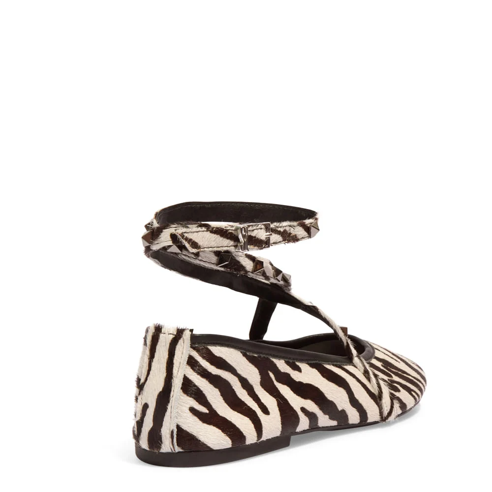 Sapatilha Couro Pelo Zebra Tiras Spikes Amarração - vista 4 de 5