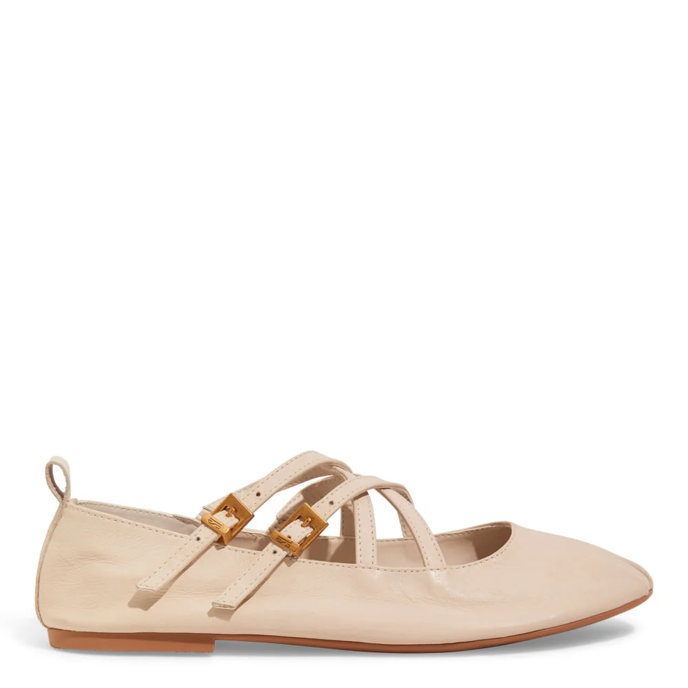 Sapatilha Couro Off White Tiras Cruzadas - vista 1 de 5