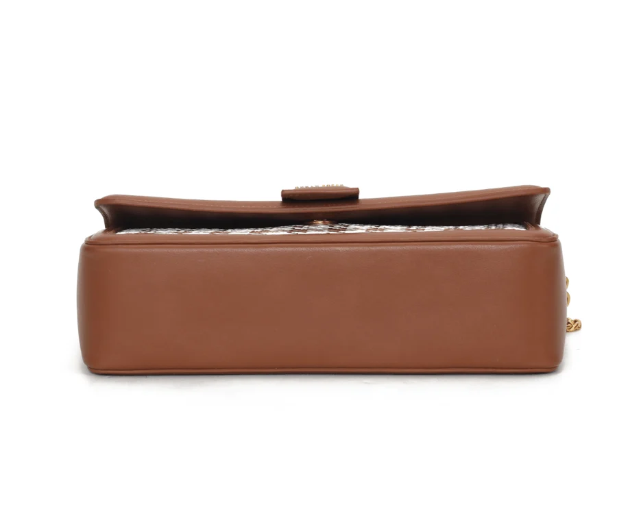 Bolsa Tramado Marrom Alça De Ombro Corrente - vista 5 de 6