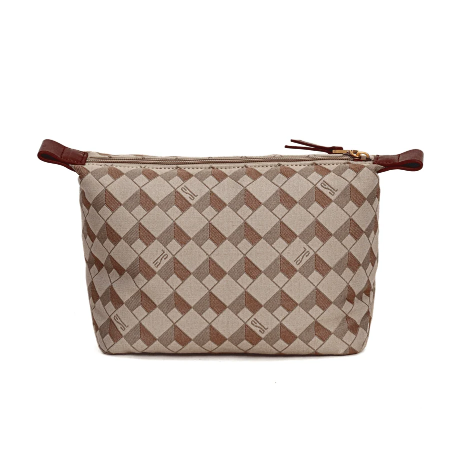 Necessaire Jacquard Cubos Zíper Marrom - vista 3 de 6