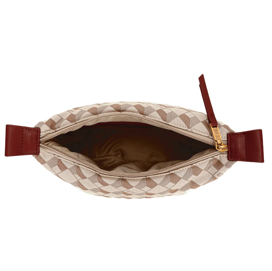 Necessaire Jacquard Cubos Zíper Marrom - vista 4 de 6