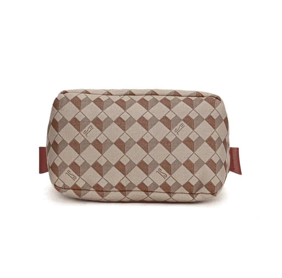Necessaire Jacquard Cubos Zíper Marrom - vista 6 de 6