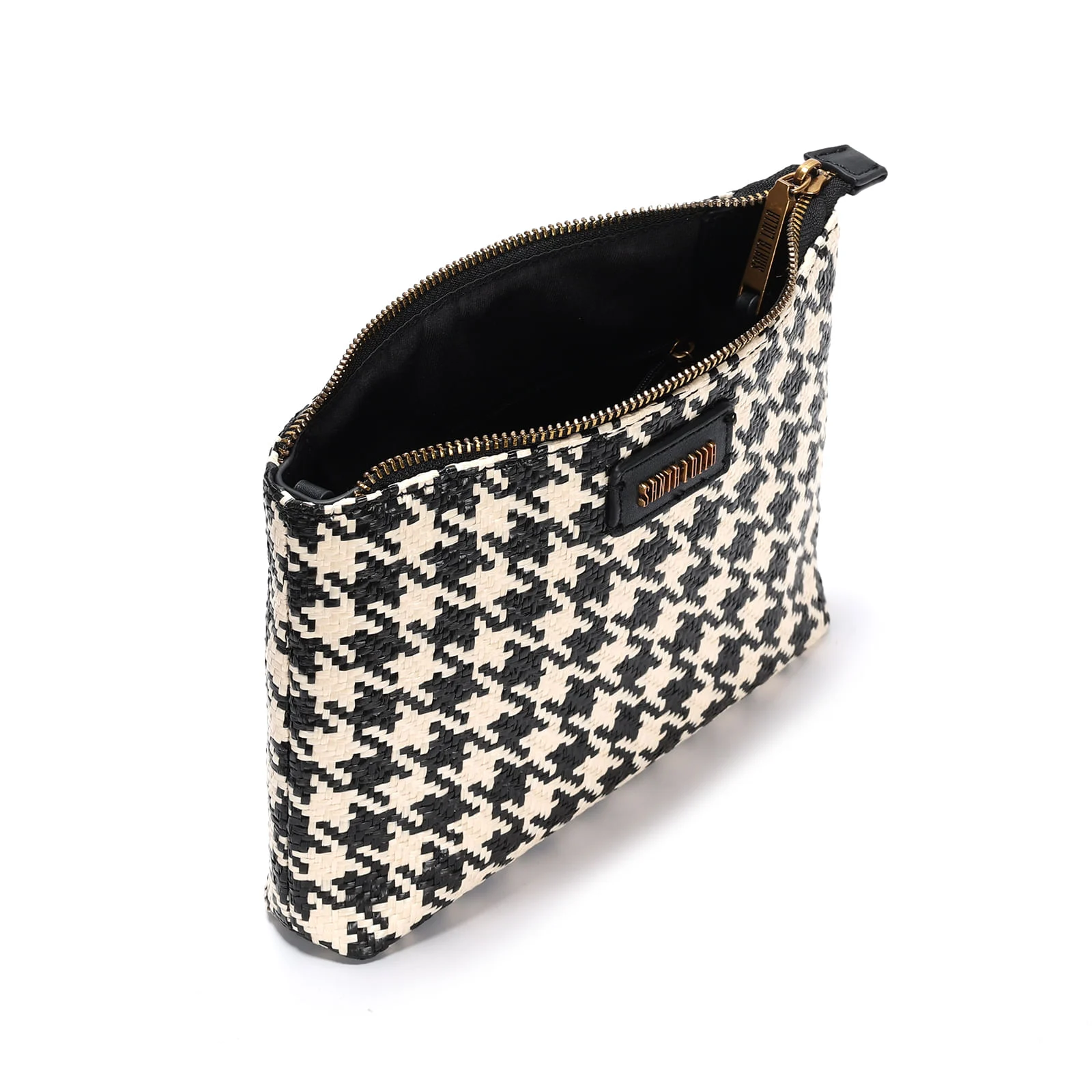 Bolsa Pequena Tiracolo Tramado Pied Poule Preto - vista 3 de 3