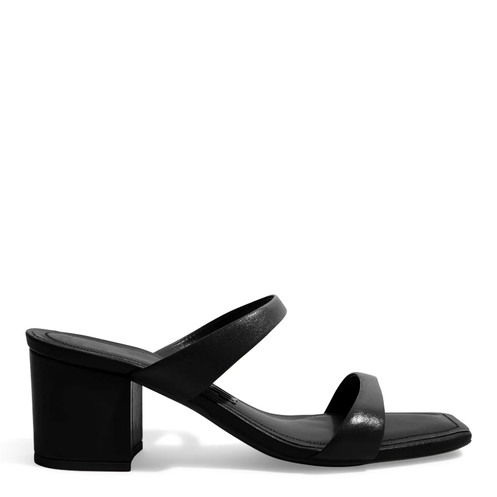 Mule Couro Soft Preto Salto Grosso Bico Quadrado - vista 1 de 3