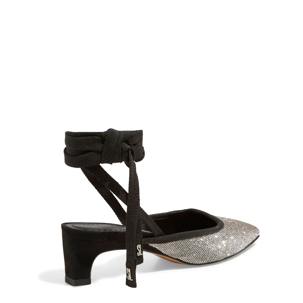 Scarpin Slingback Preto Camurça Brilho - vista 3 de 3