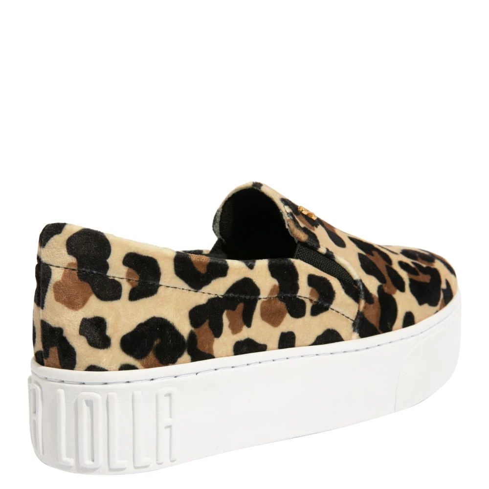 Tênis Slip On Veludo Animal Print Onça Plataforma - vista 3 de 4
