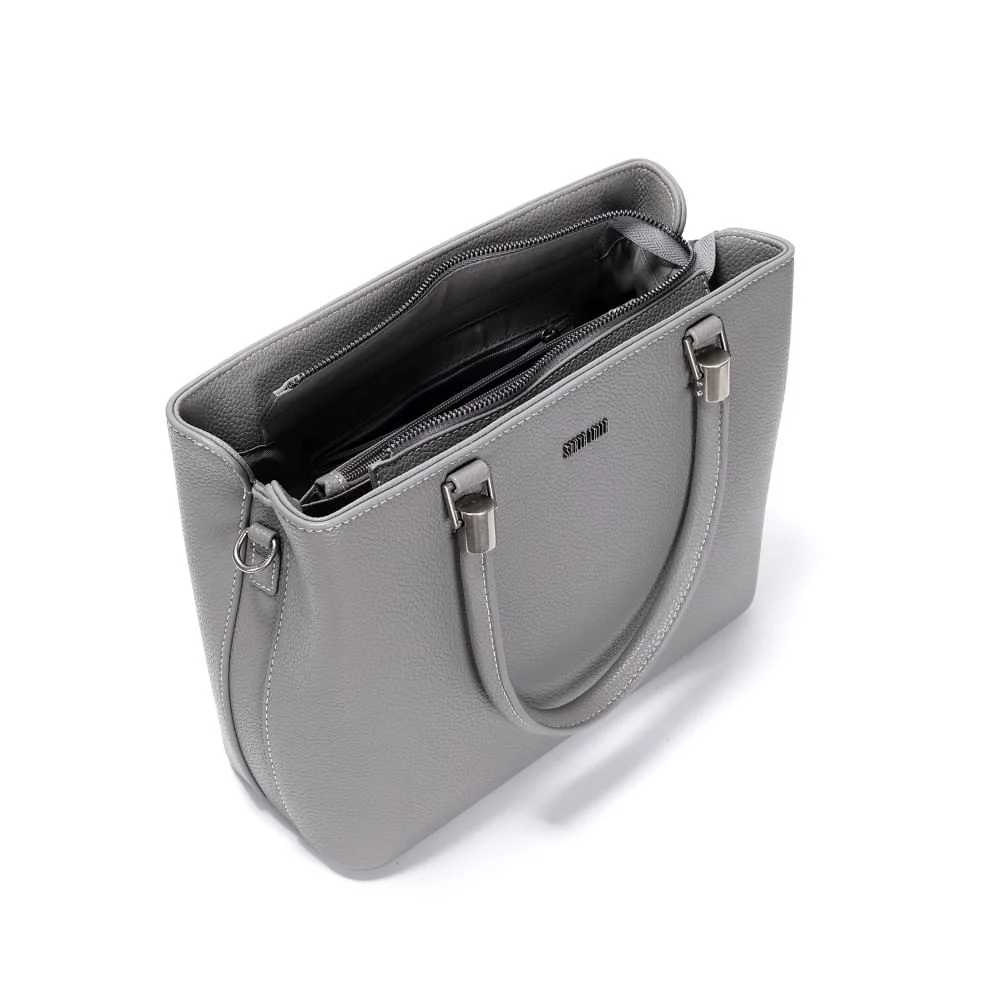 Bolsa Cinza Quadrada Alça Dupla Transversal Ajustável E Removível - vista 3 de 3