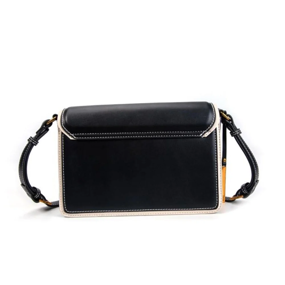 Bolsa Envelope Preta Atanado Transversal Pespontos - vista 3 de 3