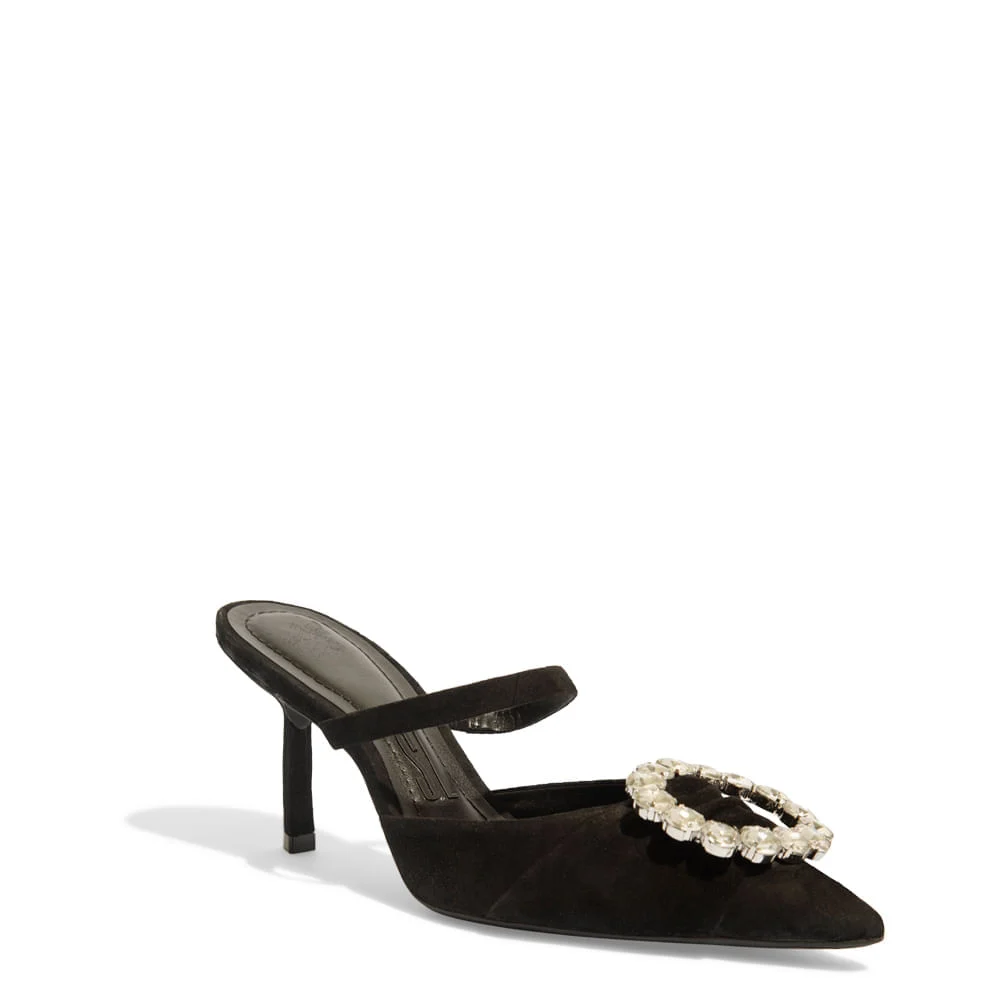 Scarpin couro camurça premium preto - vista 3 de 4