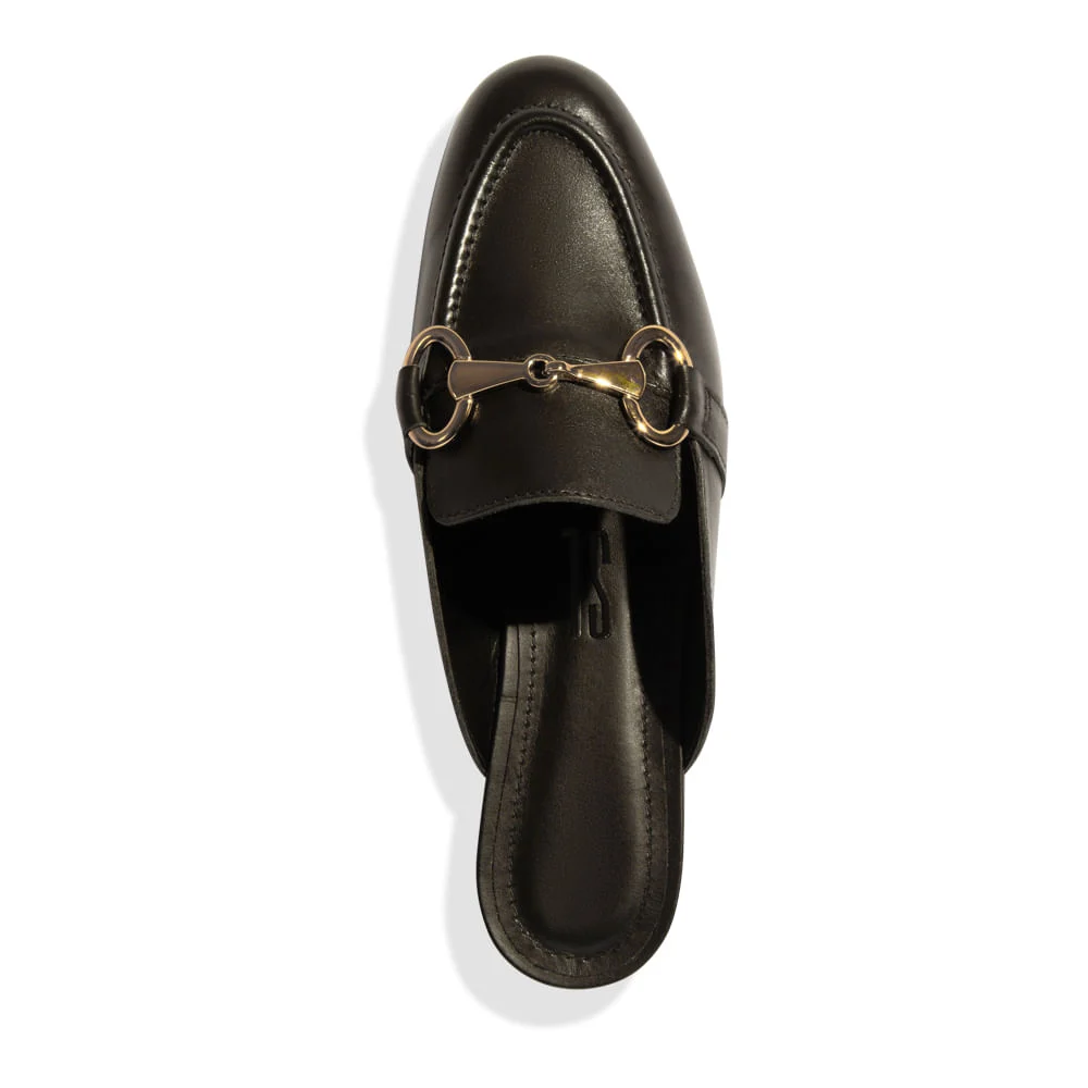 Mocassim Mule Couro Nobre Soft Preto - vista 3 de 4
