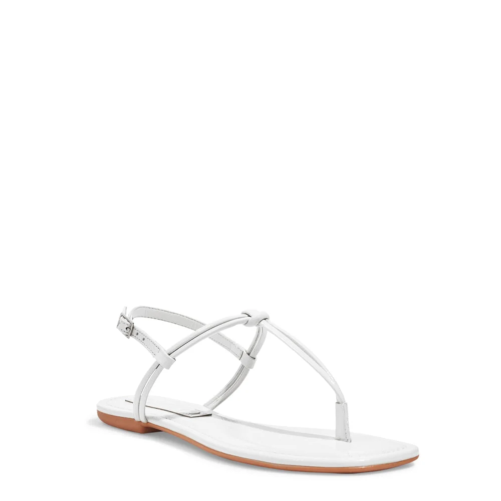 Rasteira flat verniz glossy tiras finas branca - vista 2 de 4