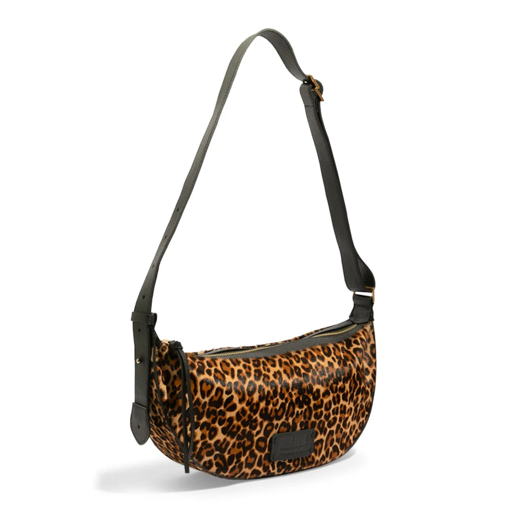 Bolsa Pequena Meia Lua Couro Animal Print Onça - vista 2 de 3