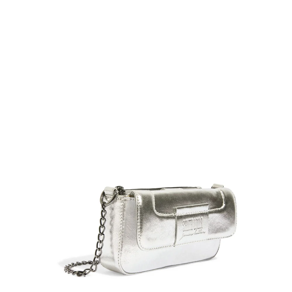 Bolsa Transversal Couro Cristal Prata - vista 2 de 3