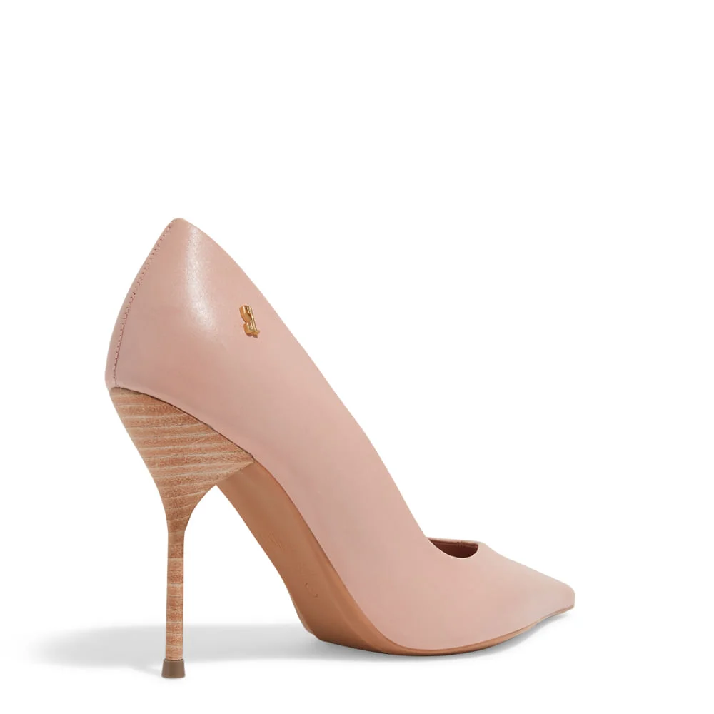 Scarpin One Couro Nobre Soft Rosa Salto Alto - vista 3 de 3