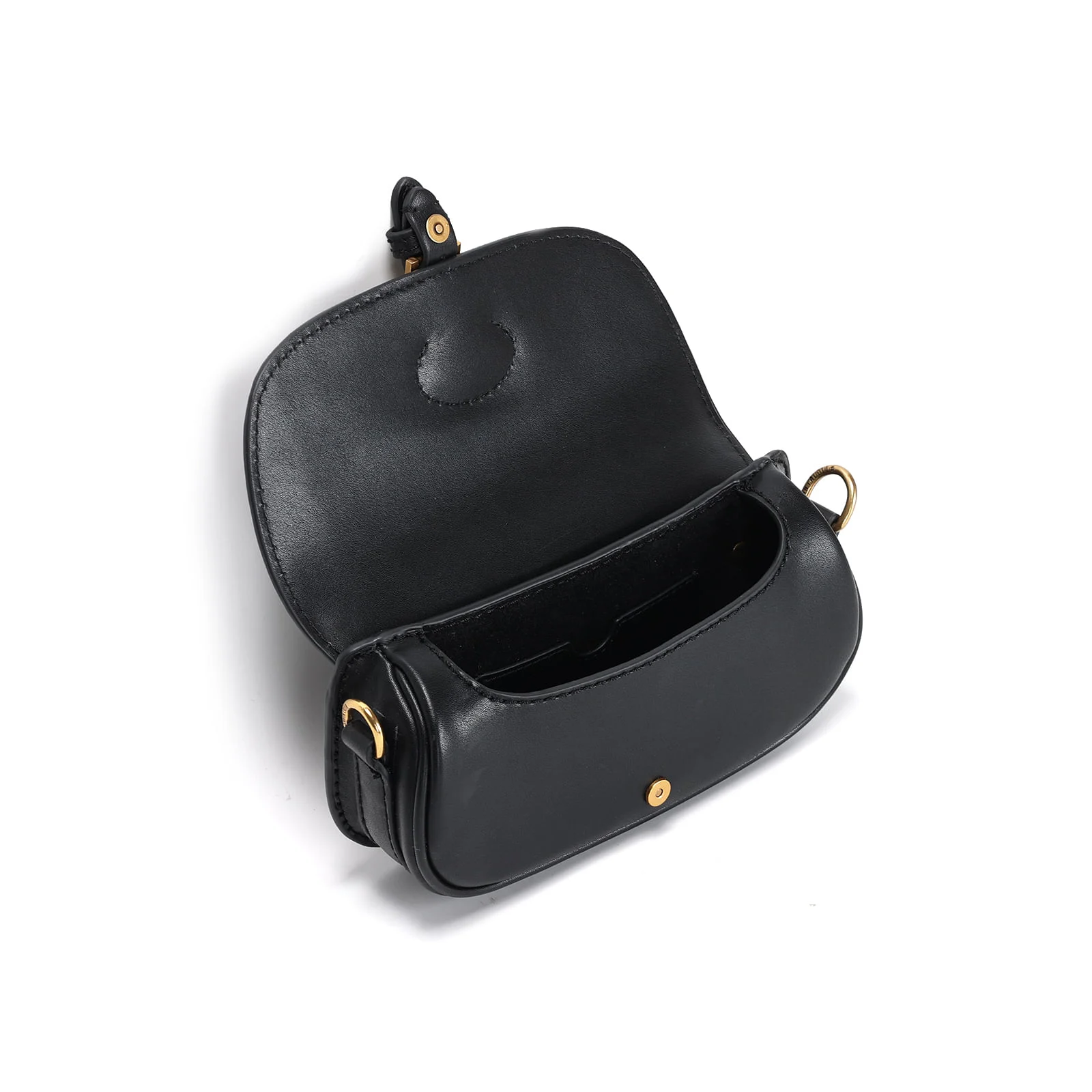Bolsa Pequena Material Atanado Preta Alça Transversal - vista 3 de 3