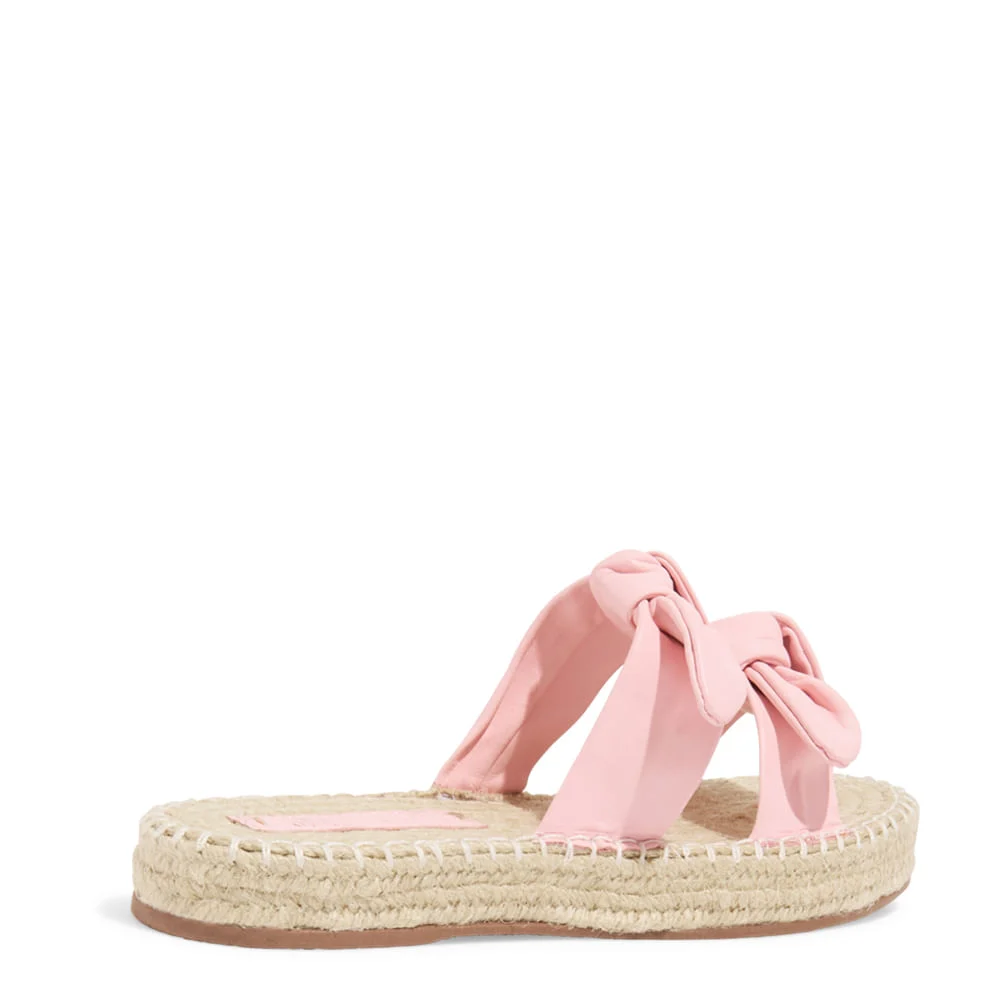 Papete Espadrille Couro Rosa Tiras Laço - vista 3 de 5