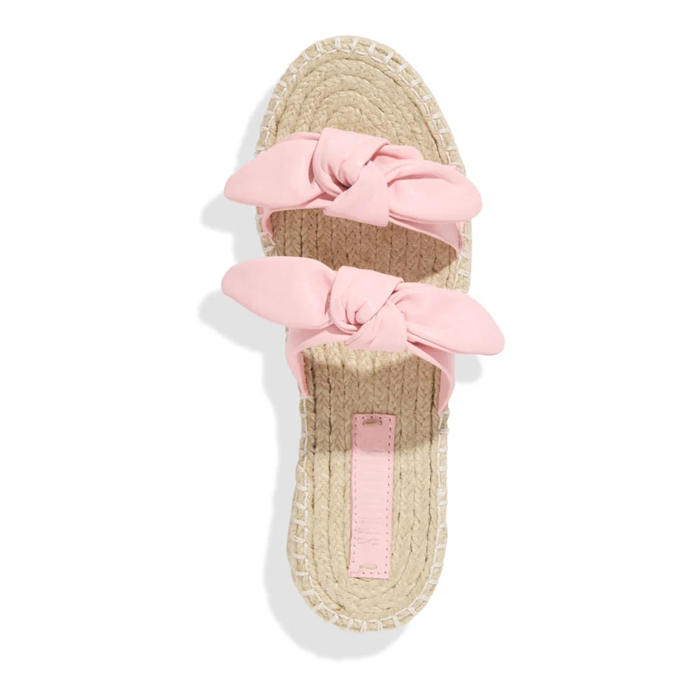 Papete Espadrille Couro Rosa Tiras Laço - vista 4 de 5