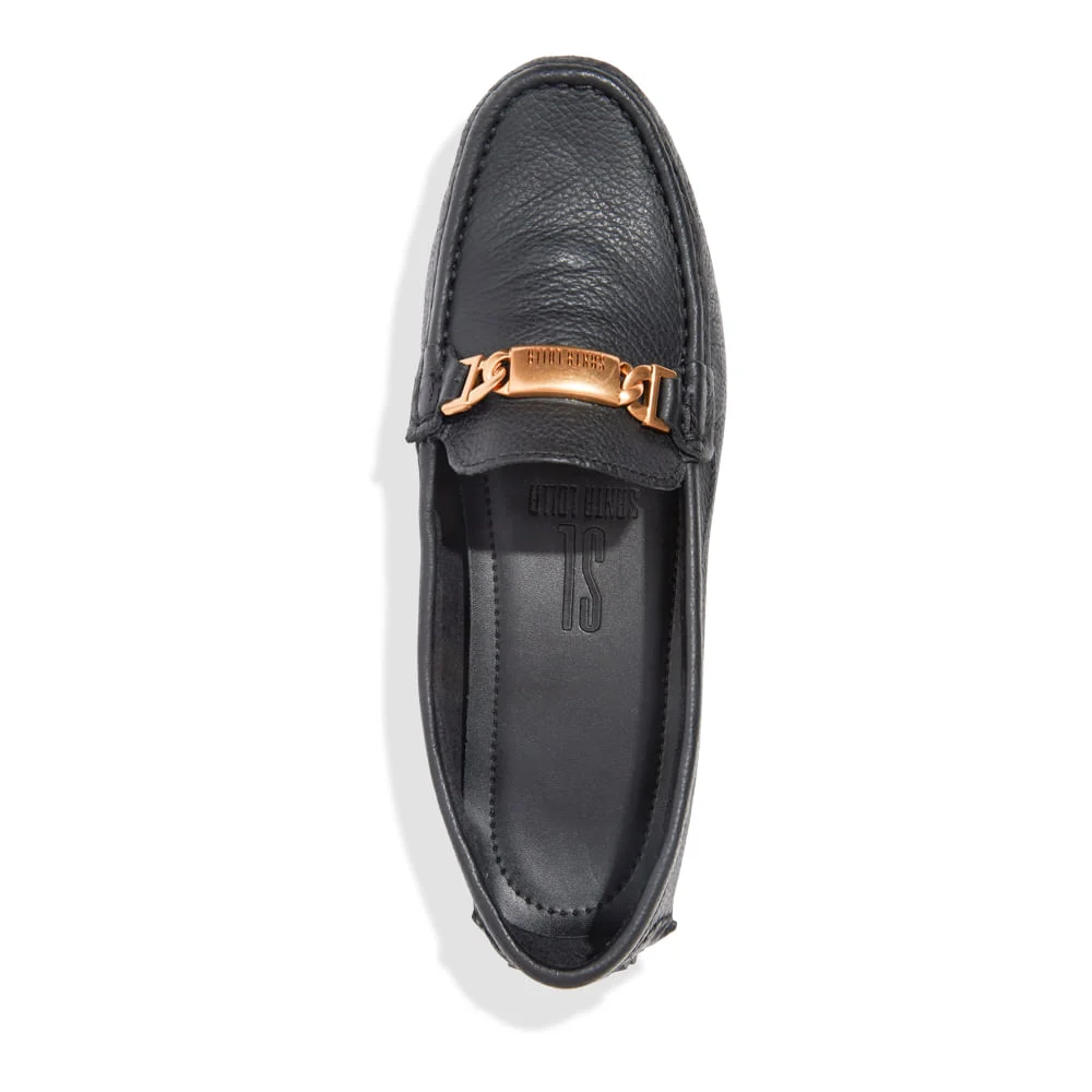 Mocassim Couro Floater Camurça Preta - vista 4 de 6