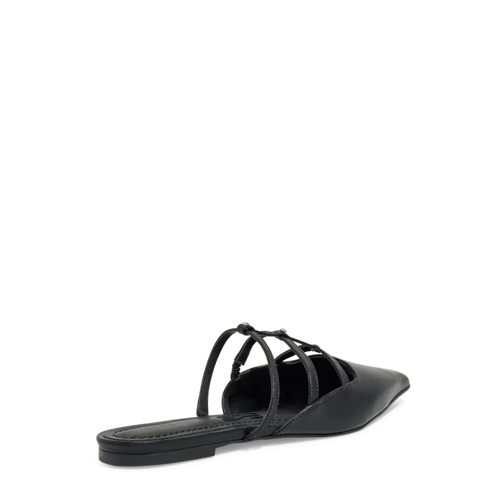 Mule Couro Confort Preto Bico Fino - vista 3 de 4