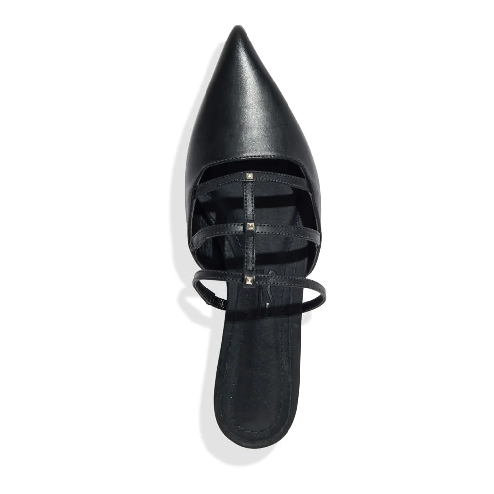 Mule Couro Confort Preto Bico Fino - vista 4 de 4