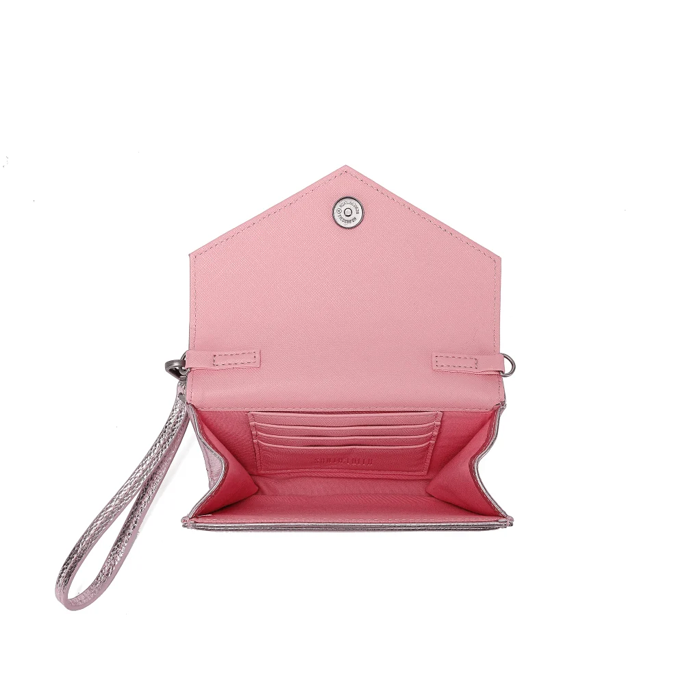 Bolsa Carteira Material Metalizado Rosa - vista 3 de 4