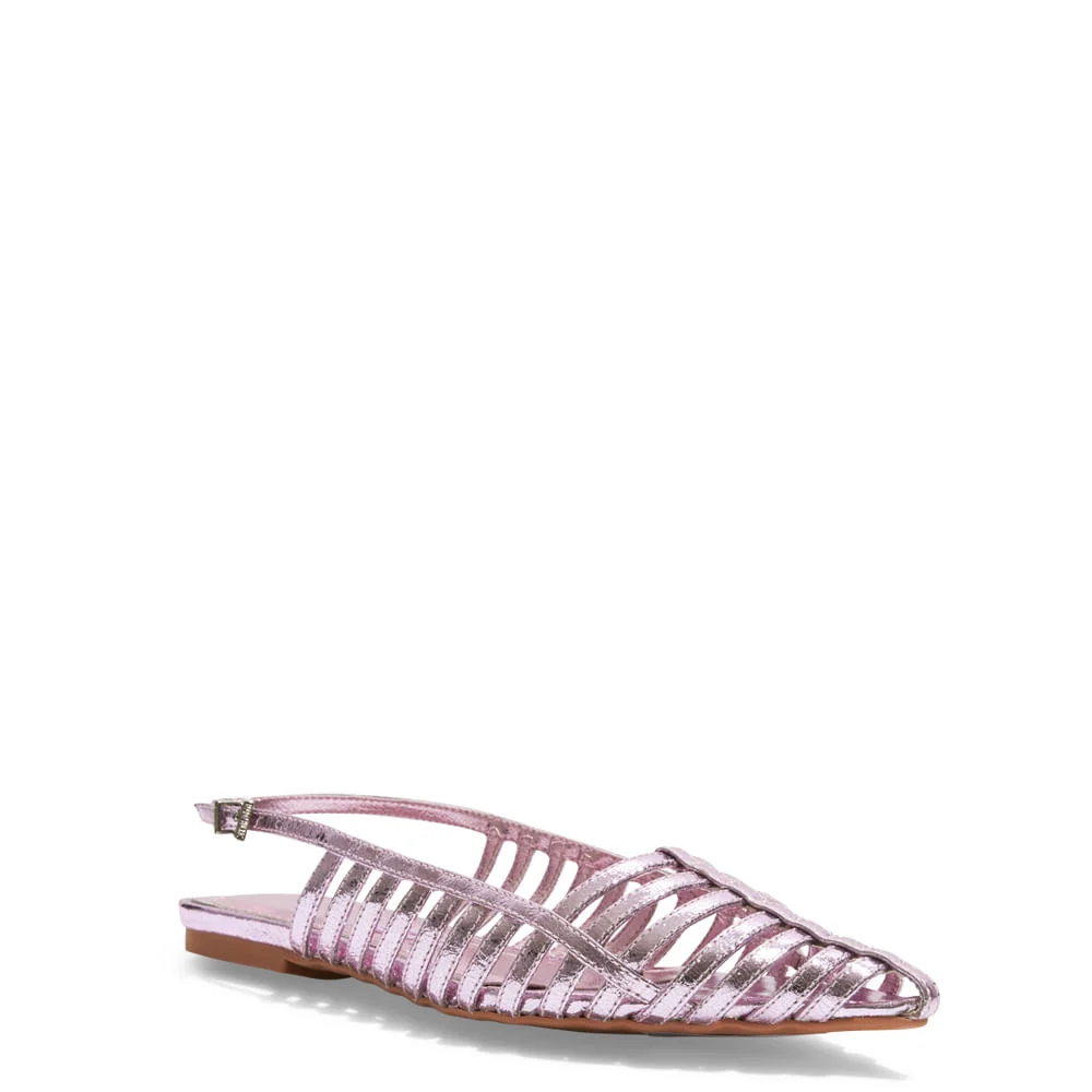 Sapatilha Slingback Rosa Claro Couro Craquele - vista 2 de 4