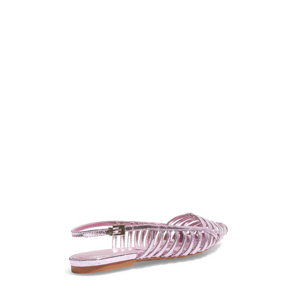 Sapatilha Slingback Rosa Claro Couro Craquele - vista 3 de 4